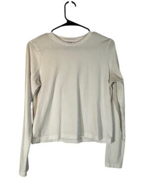 PINK Victoria’s Secret Women’s White Crew Neck Long Sleeve Casual T-Shirt Size S